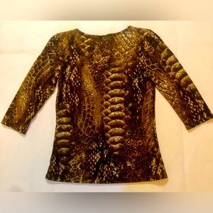 Brittany Black Long Sleeve Top Animal Print  Size Small